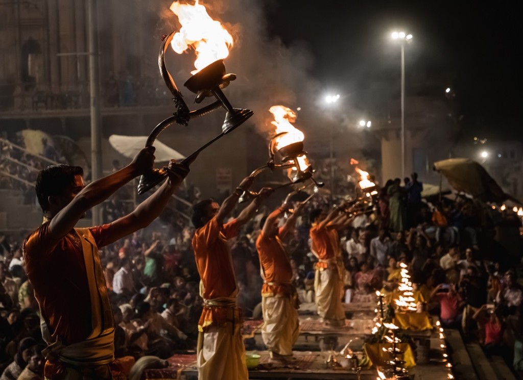 The Ganga Aarti at Varanasi.